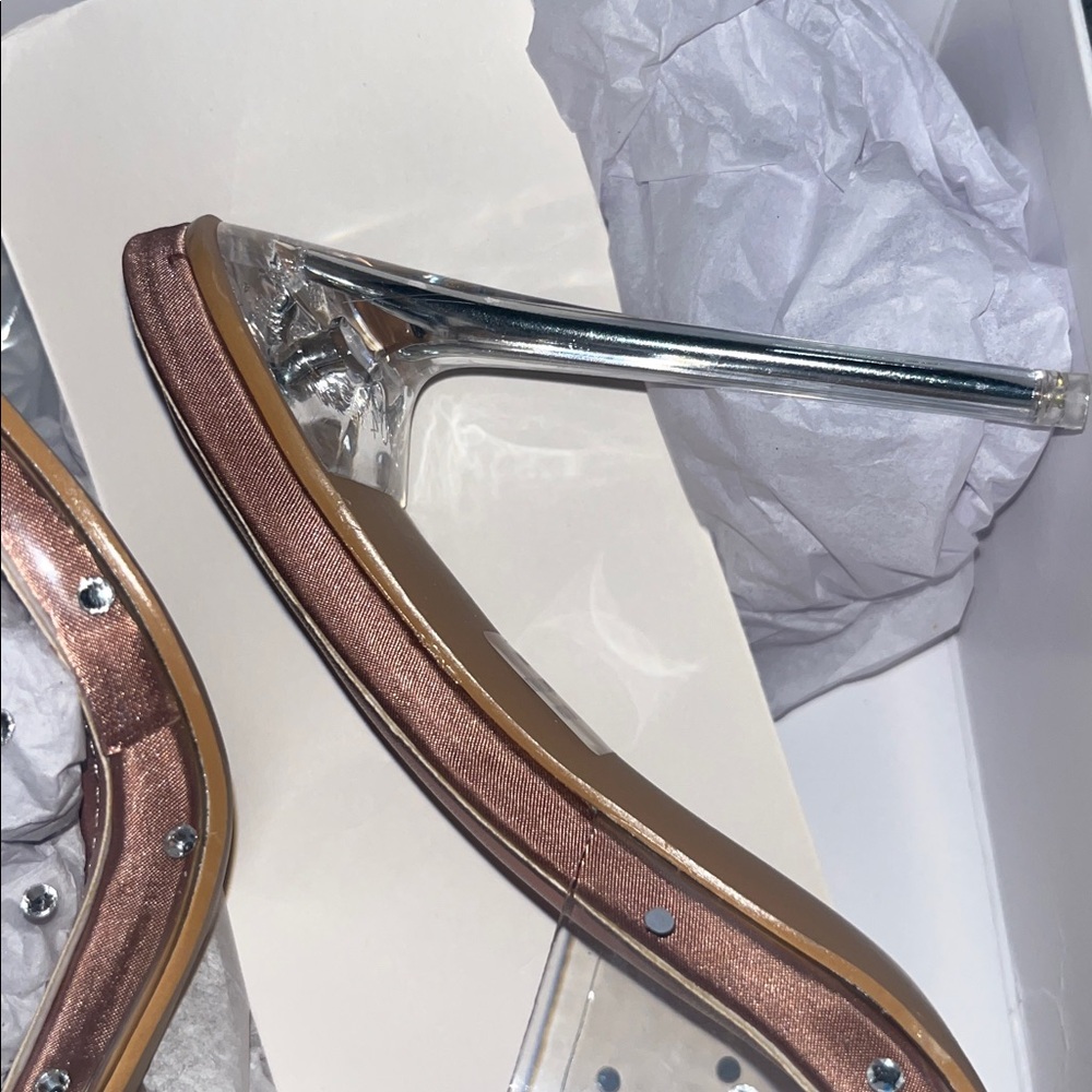 Cape Robbin Metallic Heels with Clear Embellished Straps - Picture 11 of 11